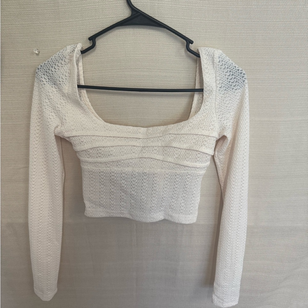 Elegant Cream Long Sleeve Women's Top